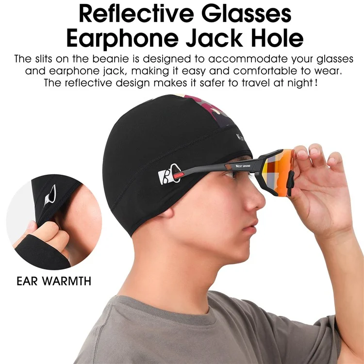 WEST BIKING YP0201299 Winter Cycling Warm Camouflage Head Cap Elastic Hat with Glasses Holes - Black