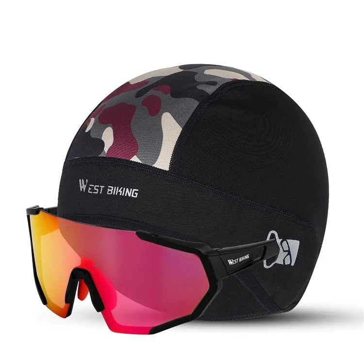 WEST BIKING YP0201299 Winter Cycling Warm Camouflage Head Cap Elastic Hat with Glasses Holes - Black