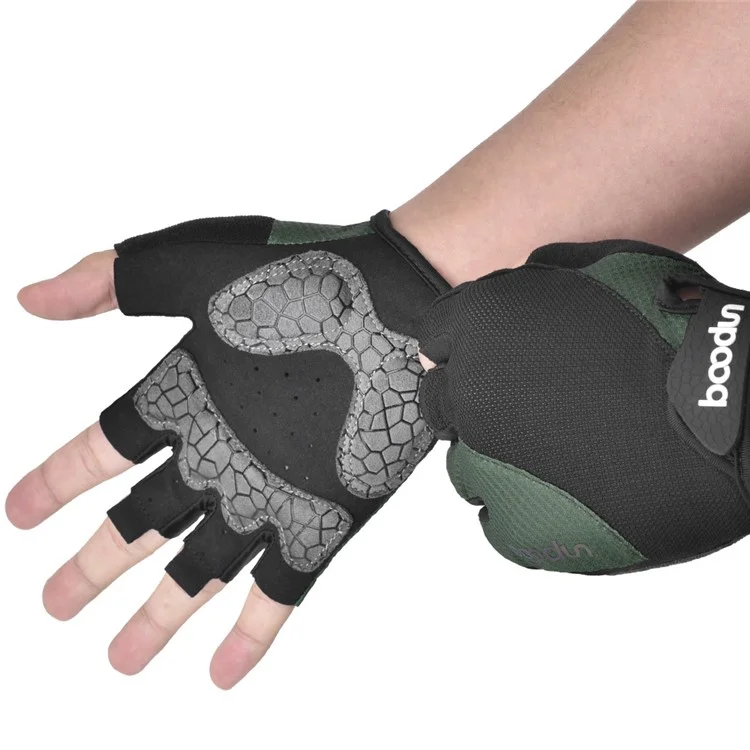 BOODUN 2111411 Mesh Silicone Microfiber Splicing Half Finger Cycling Road Bike Gloves for Outdoor/Sports Cycling Accessory - Grey/XL