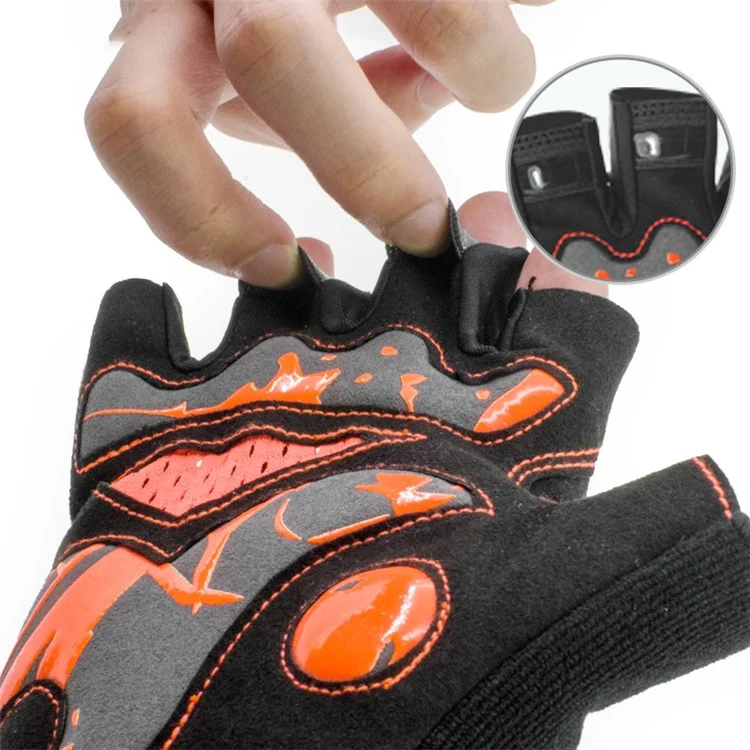 BOODUN 1024 Anti-Slip Breathable Half Finger Cycling Gloves Shock-Absorbed Road Bike Gloves Finger Padded Cycling Accessory - Black/L