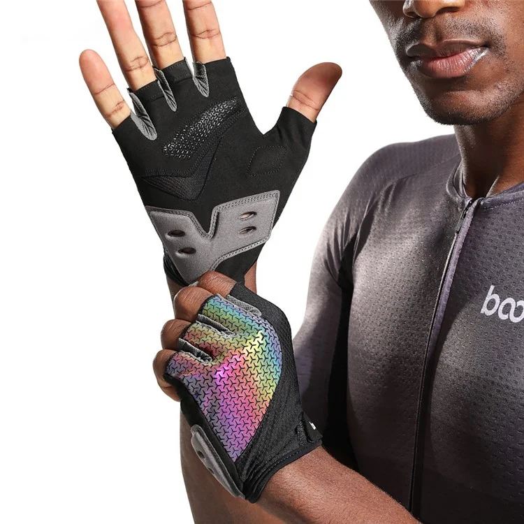 BOODUN 2101313 Luminous Cycling Gloves Thickened Silicone Anti-Slip Half Finger Road Bike Gloves Cycling Accessory - Green/XL