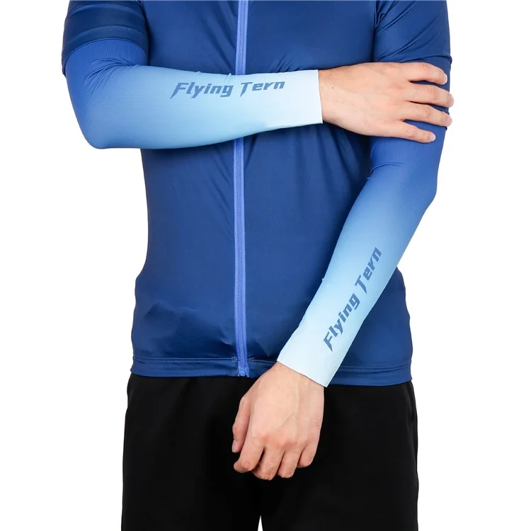 WHEEL UP YS006 1 Pair Sun UV Protection Ice Silk Sleeves Cooling Arm Sleeves for Driving Cycling Basketball - Gradient Blue/L