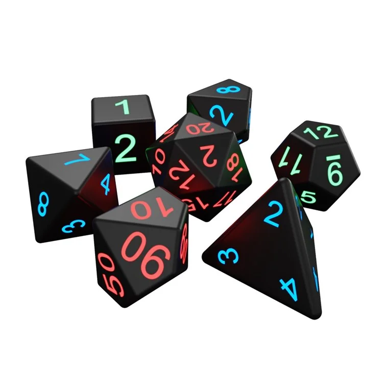 SZ-01 Set da 7 dadi luminosi a LED Poligonico Set di dadi ricaricabili Giochi da festa