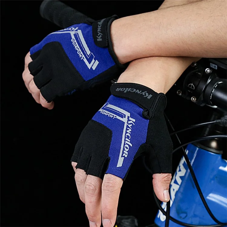 KYNCILOR A0027 1 Pair Anti-skid Breathable Cycling Gloves SBR+Fabric Bicycle Half Finger Gloves - Red / XL
