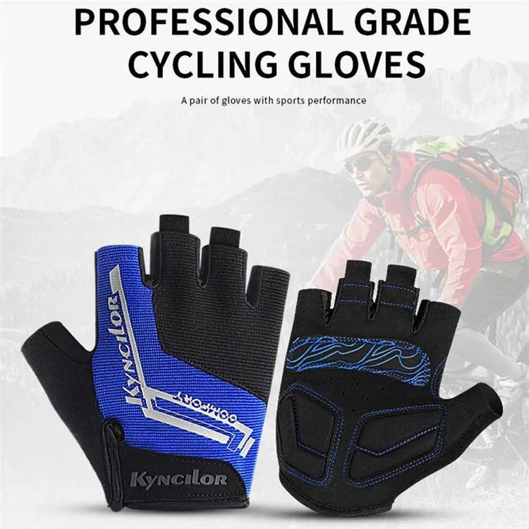 KYNCILOR A0027 1 Pair Anti-skid Breathable Cycling Gloves SBR+Fabric Bicycle Half Finger Gloves - Red / XL