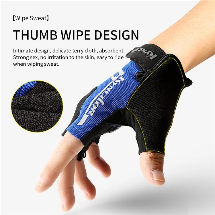 KYNCILOR A0027 1 Pair Anti-skid Breathable Cycling Gloves SBR+Fabric Bicycle Half Finger Gloves - Red / XL