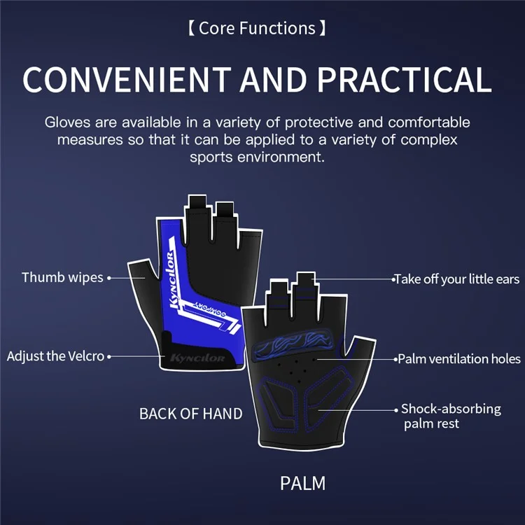 KYNCILOR A0027 1 Pair Anti-skid Breathable Cycling Gloves SBR+Fabric Bicycle Half Finger Gloves - Red / XL