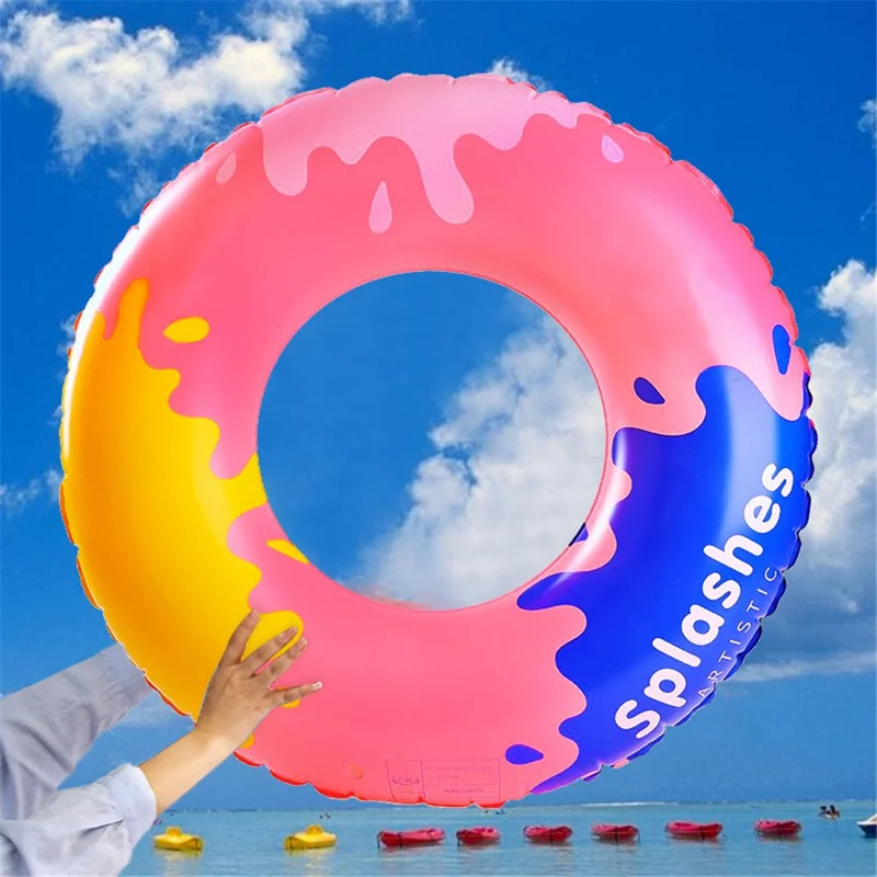 YX-001 10-15 Years Old Children Swimming Ring Inflatable Outdoor Pool PVC Float Swimming Ring (No Handle) - Splashed Ink Pink
