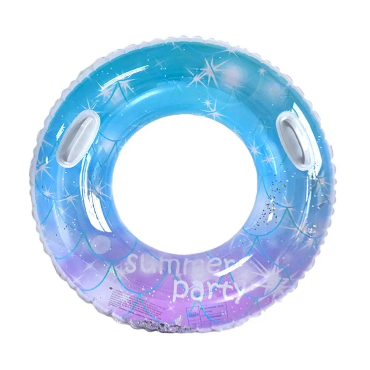 YX-001 Adult Swimming Ring Stylish Inflatable Outdoor Pool PVC Float Swimming Ring with Handle, Size: 90# - Sequin Starry Sky