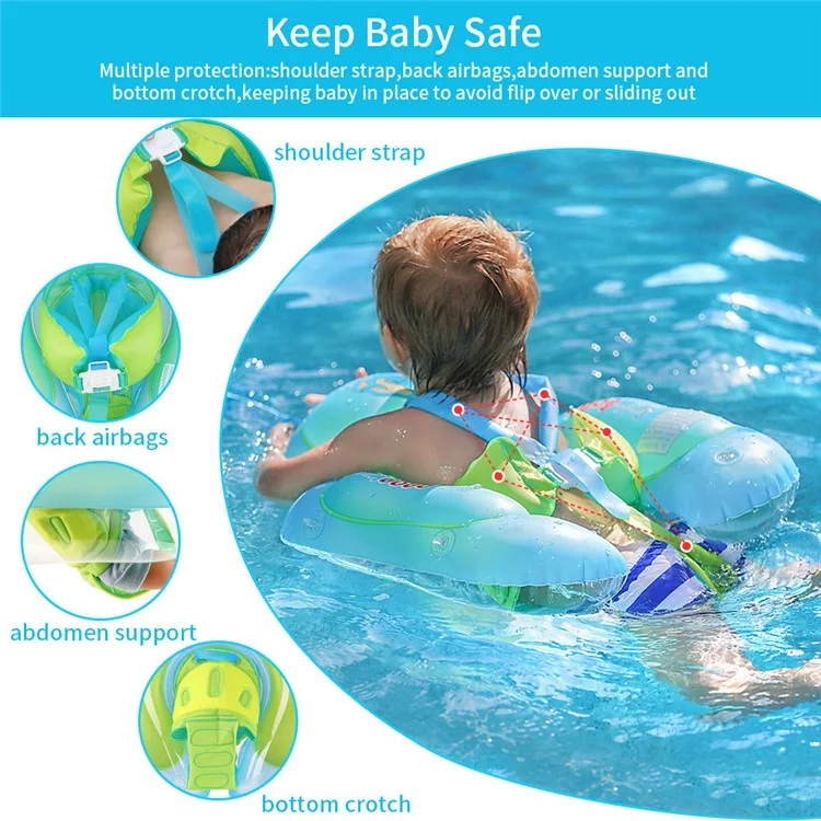 SWIMBOBO Anneau de natation gonflable pour bébé, flotteur de natation pour nourrissons avec parasol - L