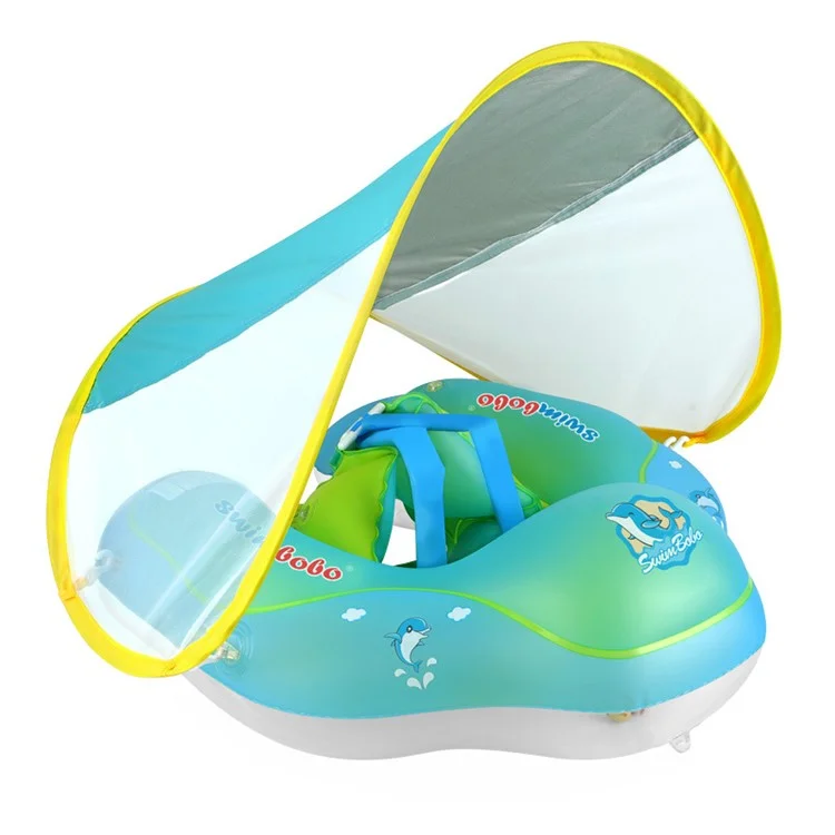 SWIMBOBO Inflatable Baby Swimming Ring Infant Float Lying Swimming Trainer with Sunshade - XL