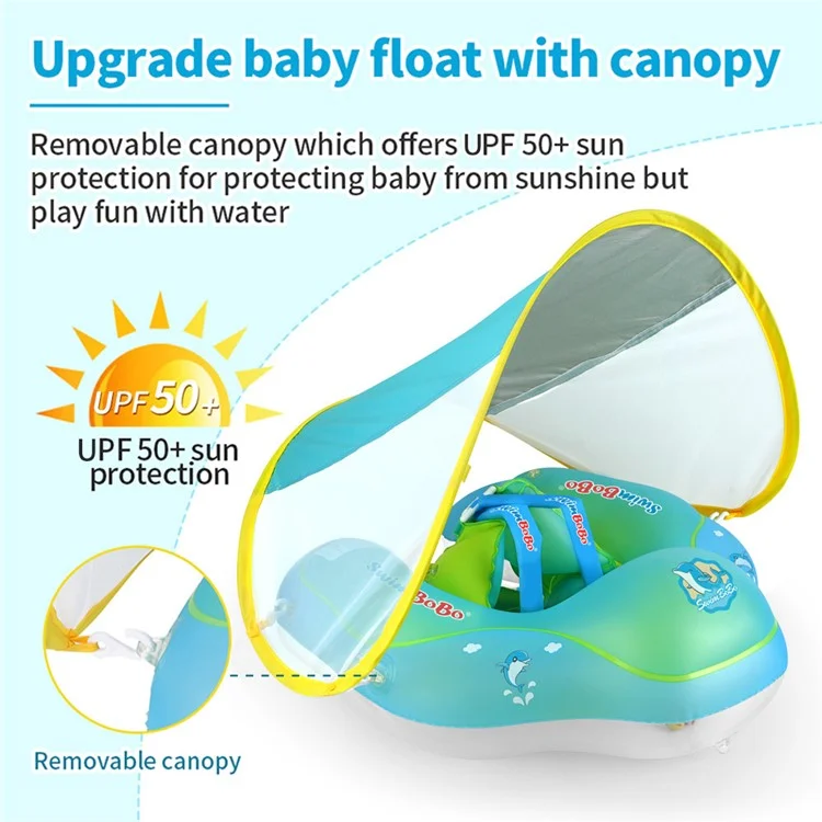 SWIMBOBO Inflatable Baby Swimming Ring Infant Float Lying Swimming Trainer with Sunshade - XL