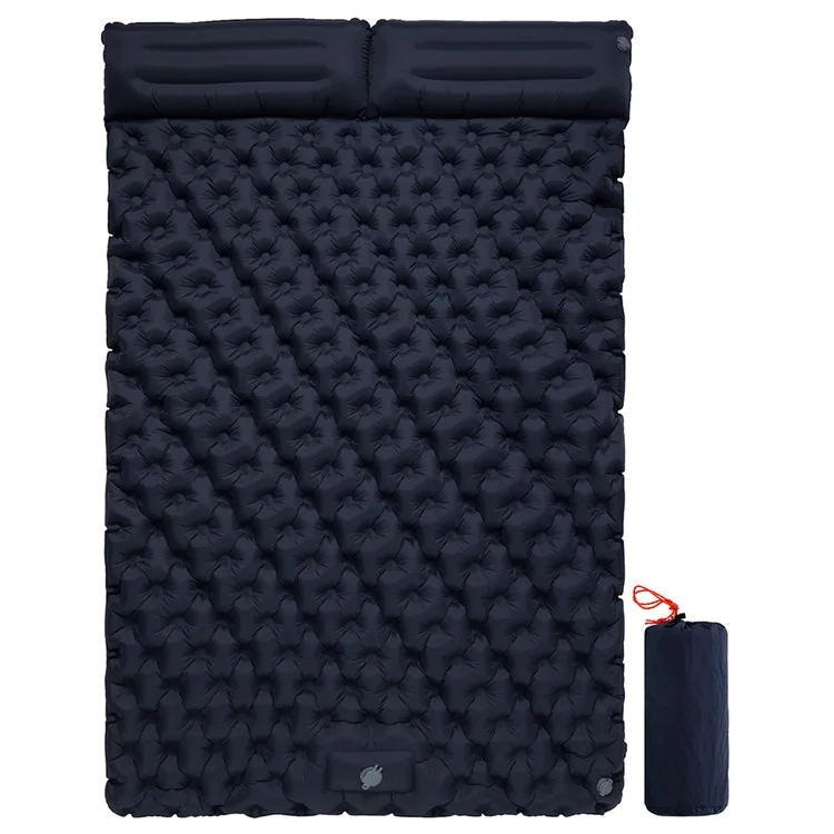 200x120CM Inflatable Sleeping Mat Built-in Foot Pump Compact Air Mattress with Pillow for Camping, Backpacking, Hiking - Navy Blue