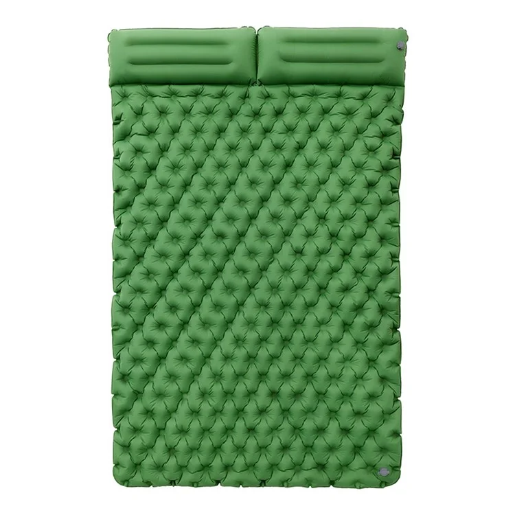 Matelas de couchage gonflable de camping TPU 200x120CM avec oreiller pour 2 personnes, randonnée, tente, camping - Vert armée