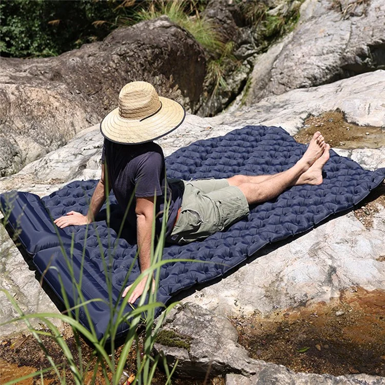 Matelas de couchage gonflable de camping TPU 200x120CM avec oreiller pour 2 personnes, randonnée, tente, camping - Vert armée