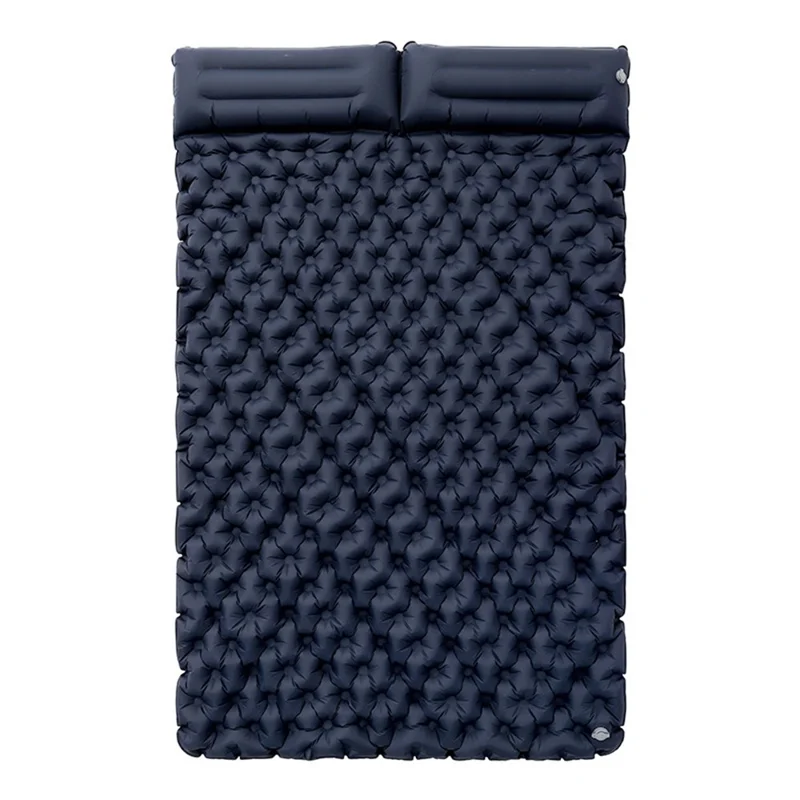 200x120CM Camping TPU Sleeping Mat Inflatable Sleeping Pad with Pillow for 2 People Backpacking, Tent, Hiking - Navy Blue