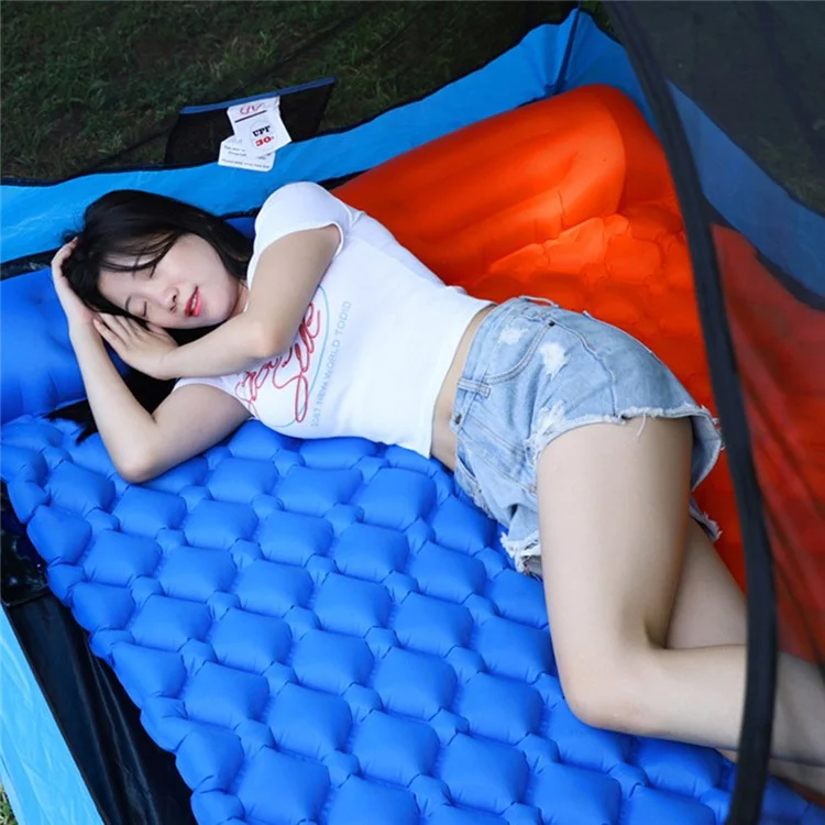40D Nylon+TPU Moisture-proof Sleeping Mat Foot Press-type Inflation Air Mattress Camping Tent Pad - Saphir
