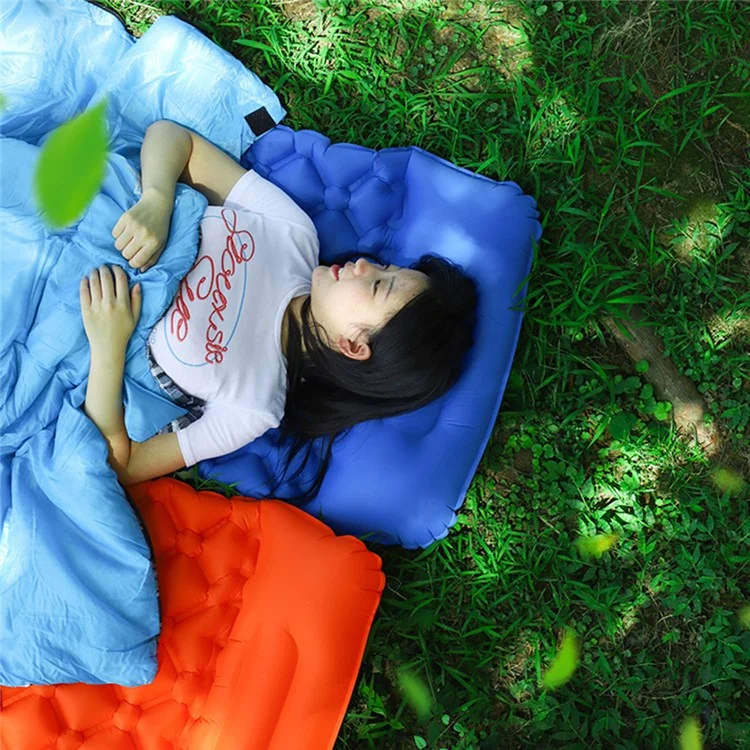 40D Nylon+TPU Moisture-proof Sleeping Mat Foot Press-type Inflation Air Mattress Camping Tent Pad - Saphir