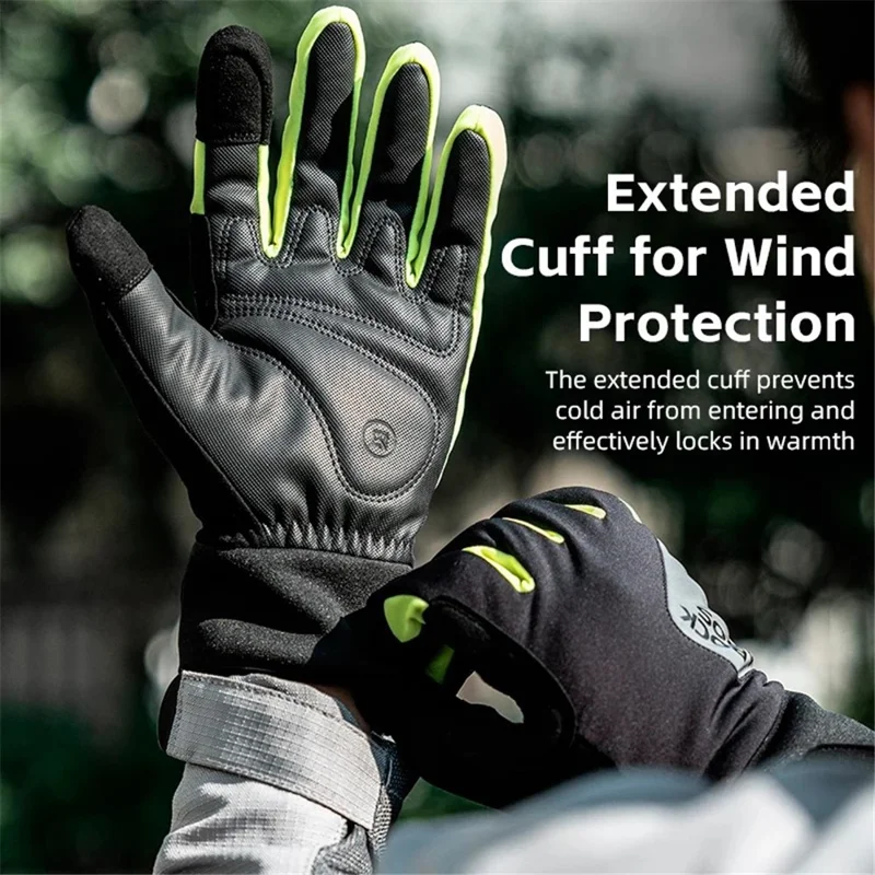 ROCKBROS S335 1 Pair Bicycle Gloves Full Finger Touch Screen Bike Gloves Winter Warm Gloves - S