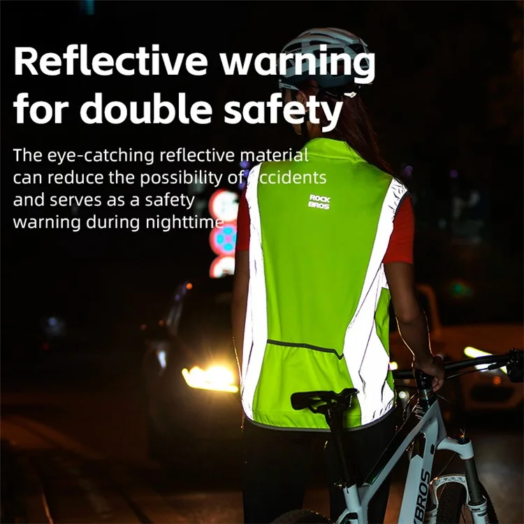 ROCKBROS YPW054 Reflektierende Weste Polyester Nacht-Sicherheitsjacke für Outdoor-Radfahren Laufen - M