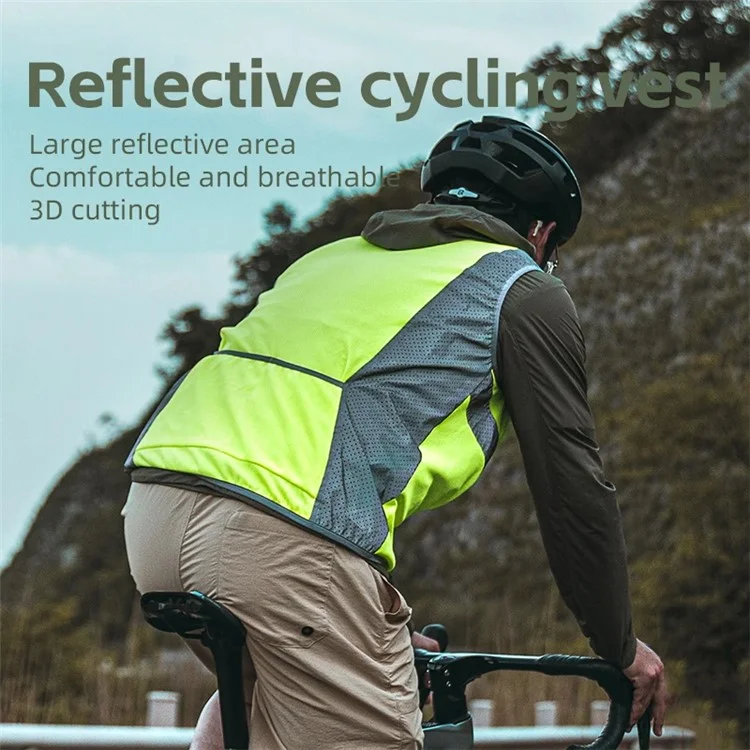 ROCKBROS YPW054 Reflektierende Weste Polyester Nacht-Sicherheitsjacke für Outdoor-Radfahren Laufen - M