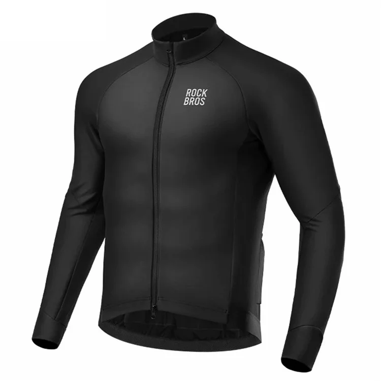 ROCKBROS 15300006 Men Cycling Jacket Winter Thermal Fleece Coat Long Sleeve Outerwear - Black / 4XL