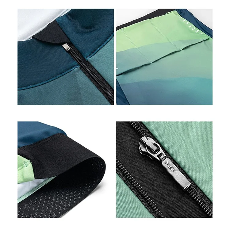 ROCKBROS Cycling Clothing Sets mit langärmeliger Spitze, Fahrrad-Trikot-Hose mit Schaumstoffpolsterung - Herren / Weiß / M