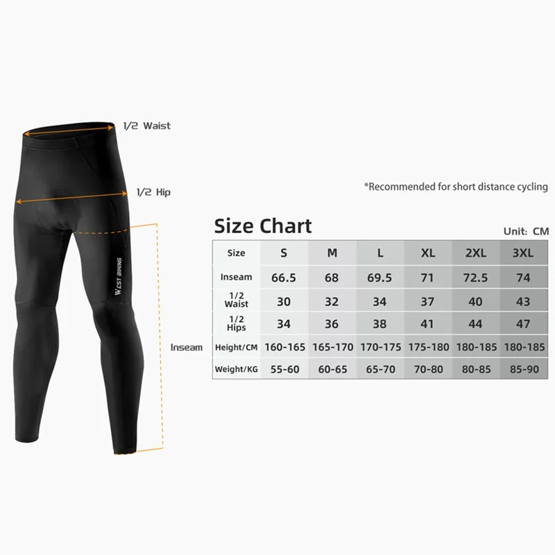 WEST BIKING YP0203130 Reflective Cycling Pants Men / Women Riding Tights Leggings 3D Padded Bike Pants - XL