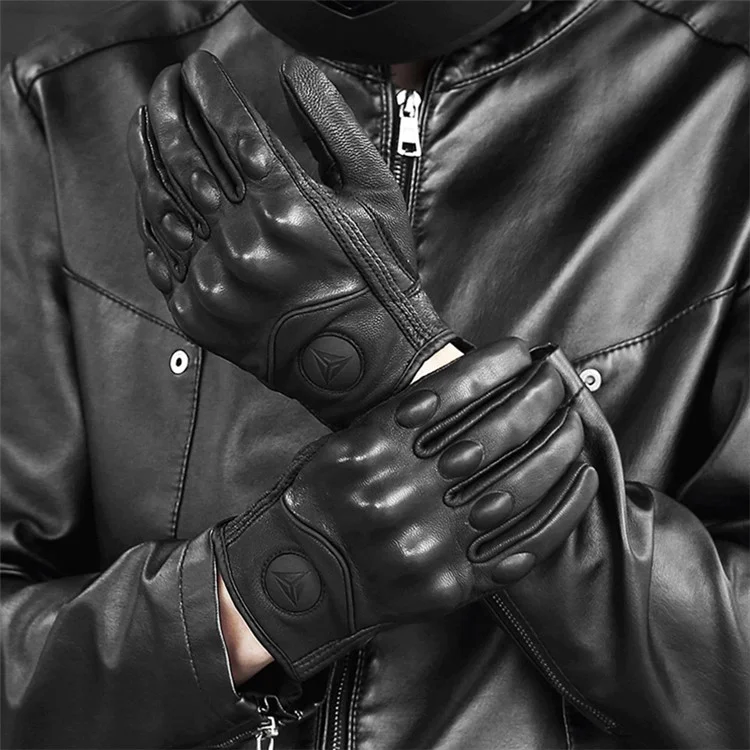 MOTOWOLF 1 Pair Sheepskin Leather Motorcycle Summer Touch Screen Function Gloves - No Hole / XL