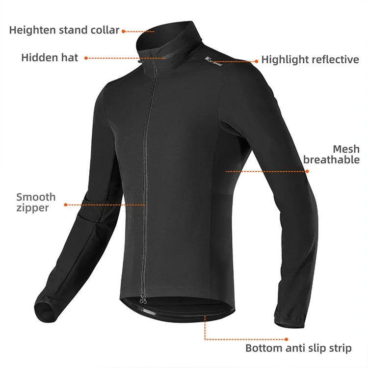 WEST BIKING YP0202330 Spring Autumn Long Sleeve Top Windproof Cycling Jacket - M