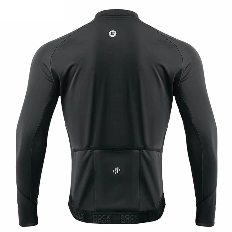 ROCKBROS YPW057 Men's Cycling Jersey Winter Thermal Long Sleeve Fleece Cycling Jacket with 5 Pockets - S