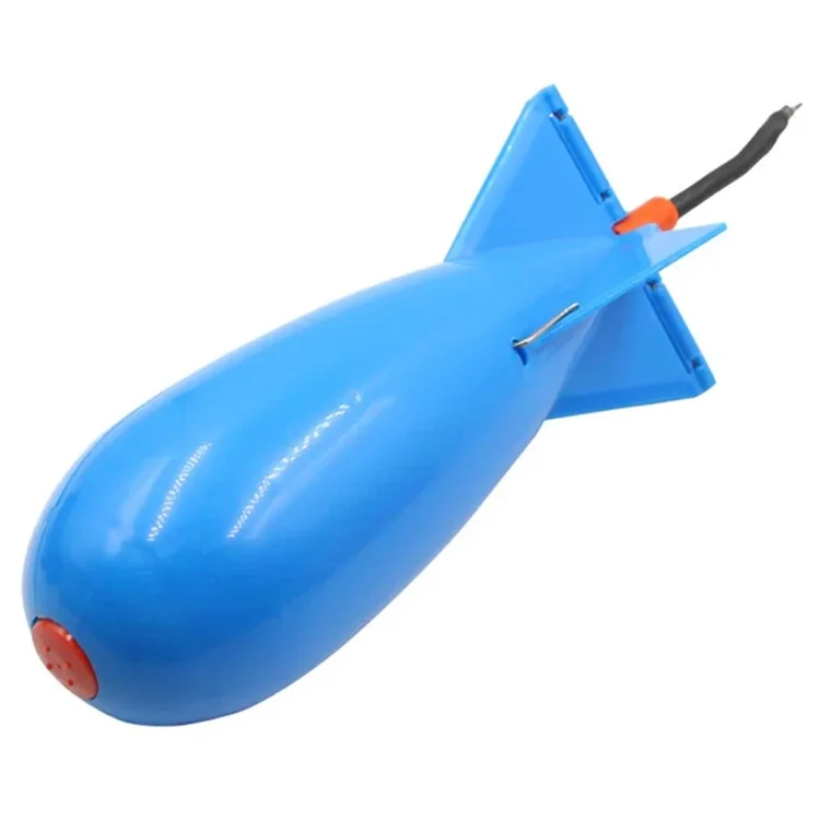 Rocket Shape PP Bait Thrower Carp Feeder Fishing Supplies Float Lure Bait Holder, Size: M - Blue