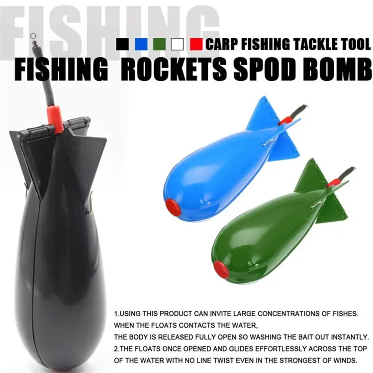 SGBB26 Razzo Forma PP Esca Pesce Lancia Carp Feeder Fishing Float Lure Porta Esca, Dimensione: L - Blu