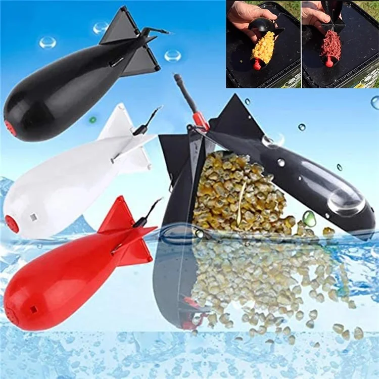 SGBB26 Razzo Forma PP Esca Pesce Lancia Carp Feeder Fishing Float Lure Porta Esca, Dimensione: L - Blu