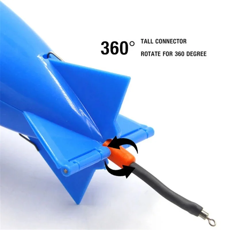 SGBB28 Rocket Shape PP Fish Bait Thrower Carp Fishing Lure Feeder Bait Holder, Size: S - Blue