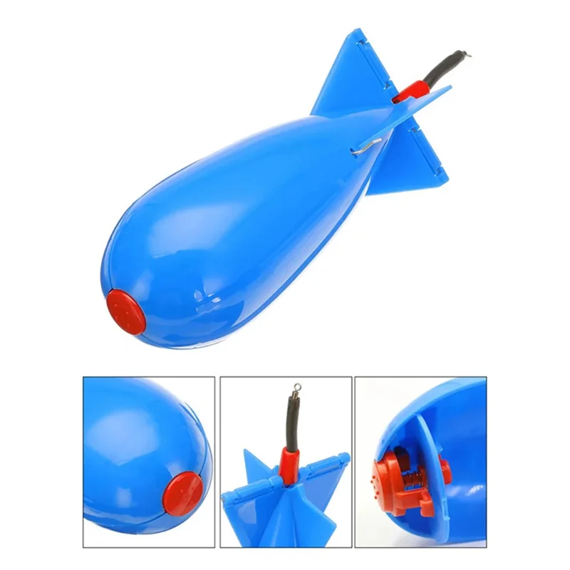 SGBB28 Rocket Shape PP Fish Bait Thrower Carp Fishing Lure Feeder Bait Holder, Size: S - Blue