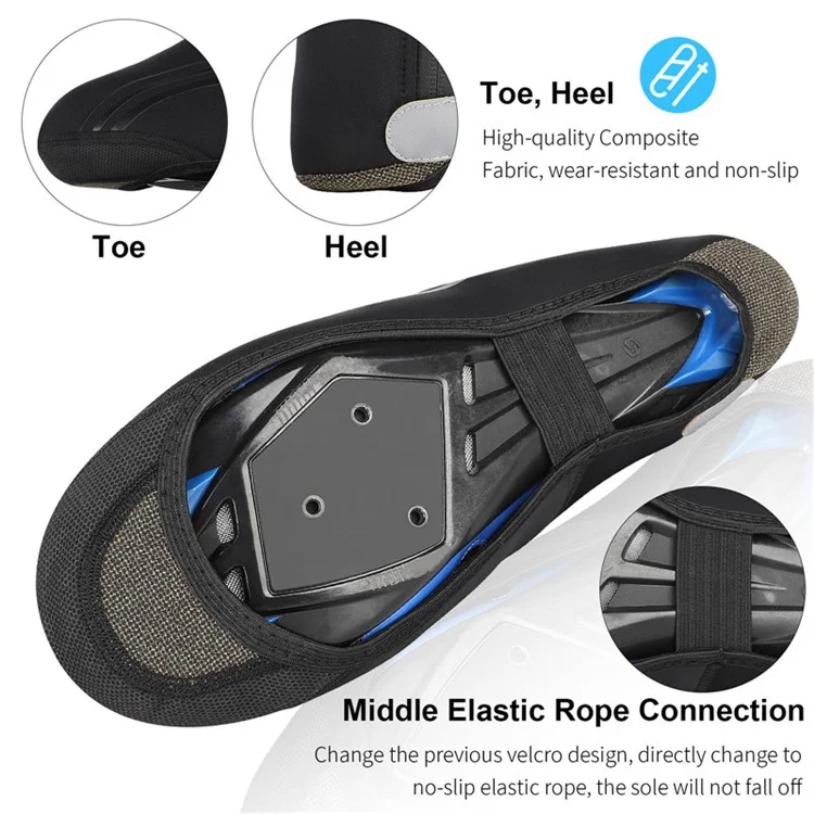 WEST BIKING Cycling Thermal Neoprene Overshoes Waterproof Windproof Toe Cycling Shoe Covers - XXL