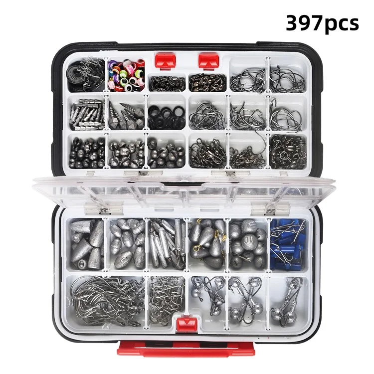 397Pcs / Set Juegos de Aparejos de Pesca, Caja Impermeable para Pesca de Agua Dulce, Trucha, Black Bass
