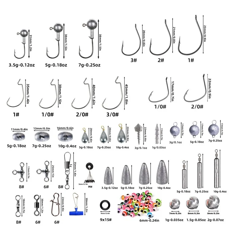 397Pcs / Set Juegos de Aparejos de Pesca, Caja Impermeable para Pesca de Agua Dulce, Trucha, Black Bass
