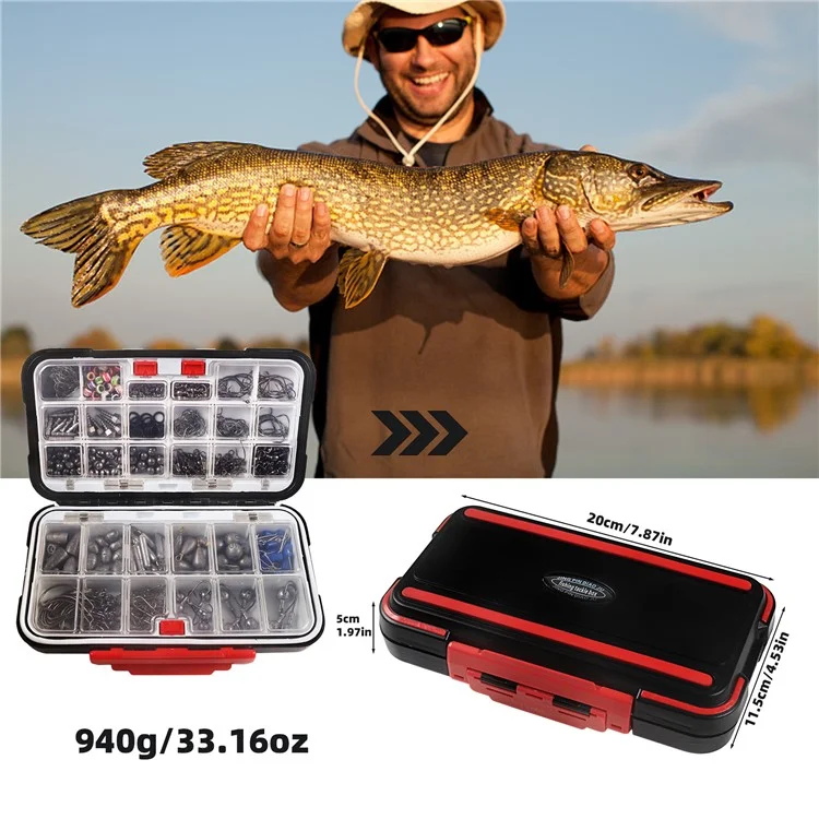 397Pcs / Set Juegos de Aparejos de Pesca, Caja Impermeable para Pesca de Agua Dulce, Trucha, Black Bass