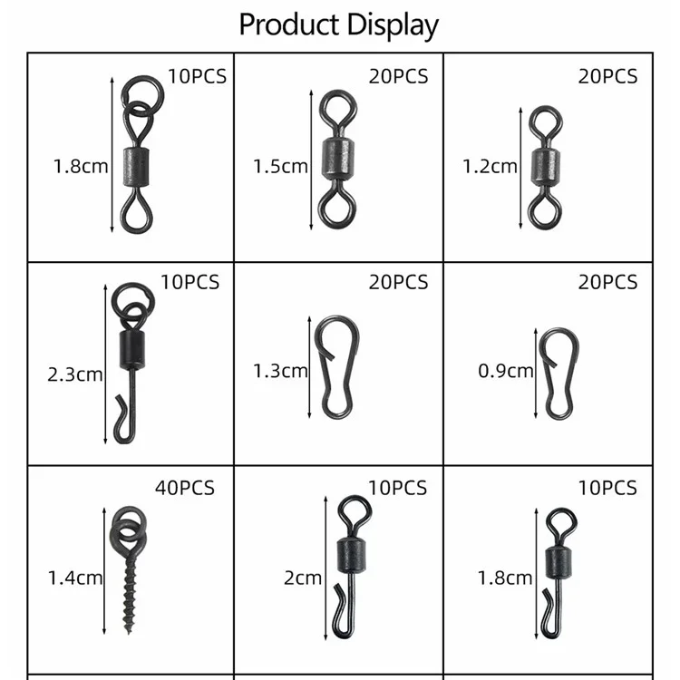 Set di accessori per la pesca alla carpa di stile europeo da 420 pezzi, con ganci, bead fermi, viti per esche e altro