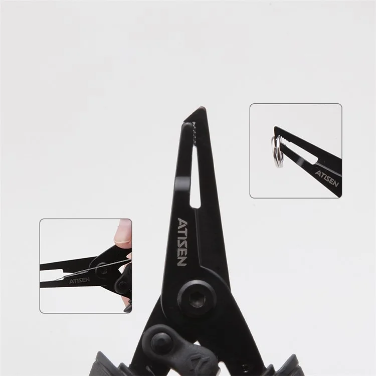 ATISEN TQ-12 Pinza da Pesca, Taglierina per Linea da Pesca, Impugnatura in Acciaio Inox - Nero