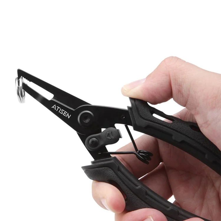 ATISEN TQ-12 Pinza da Pesca, Taglierina per Linea da Pesca, Impugnatura in Acciaio Inox - Nero