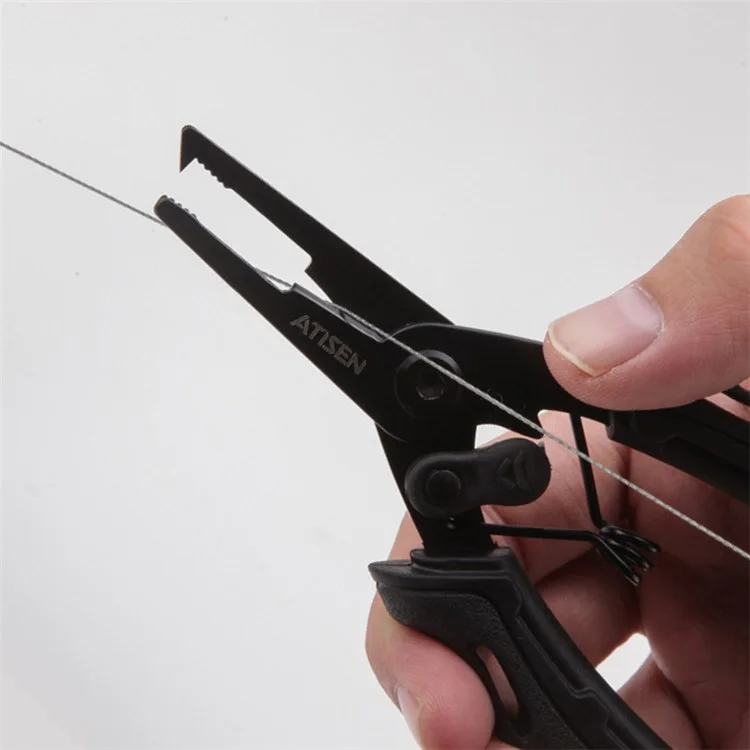 ATISEN TQ-12 Pinza da Pesca, Taglierina per Linea da Pesca, Impugnatura in Acciaio Inox - Nero