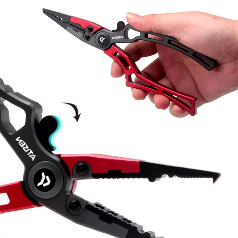 ATISEN AP-101 Tungsten Steel Fishing Plier Fishing Line Cutter Ring Opener - Red
