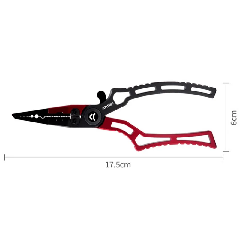 ATISEN AP-101 Tungsten Steel Fishing Plier Fishing Line Cutter Ring Opener - Red