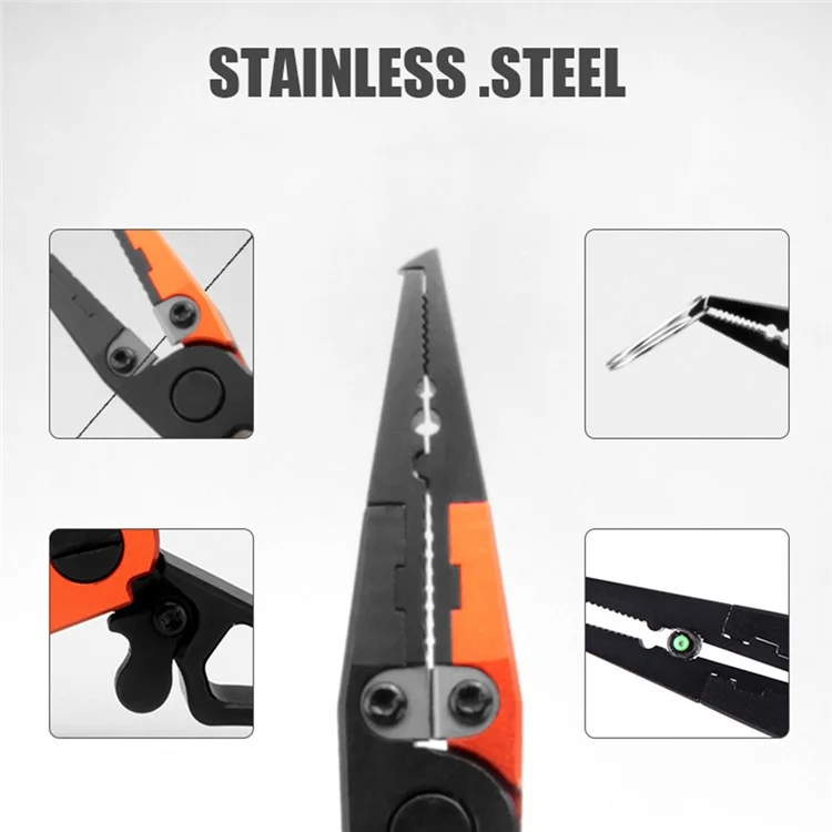 ATISEN TK-18 Pinze da pesca Estrattore di ami Taglialinea Apritore di anelli Utensile con fibbia e borsa da trasporto - Arancione