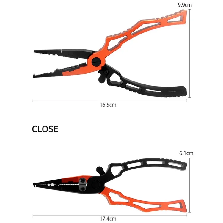 ATISEN TK-18 Pinze da pesca Estrattore di ami Taglialinea Apritore di anelli Utensile con fibbia e borsa da trasporto - Arancione