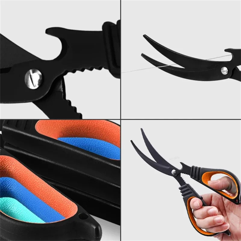 ATISEN TJ2 Fishing Line Scissors Multipurpose Shears Home Kitchen Cutters Bottle Openers - Orange
