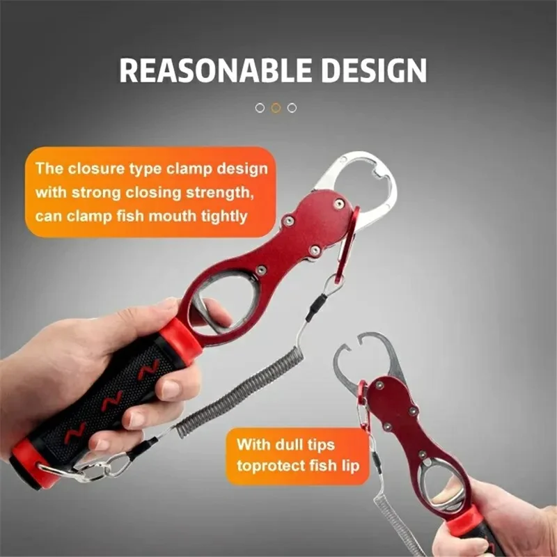 K1 Aluminum Alloy Fish Jaw Gripper Fishing Plier Grip Fish Clamp Fishing Controller Support Up to 18kg - Red